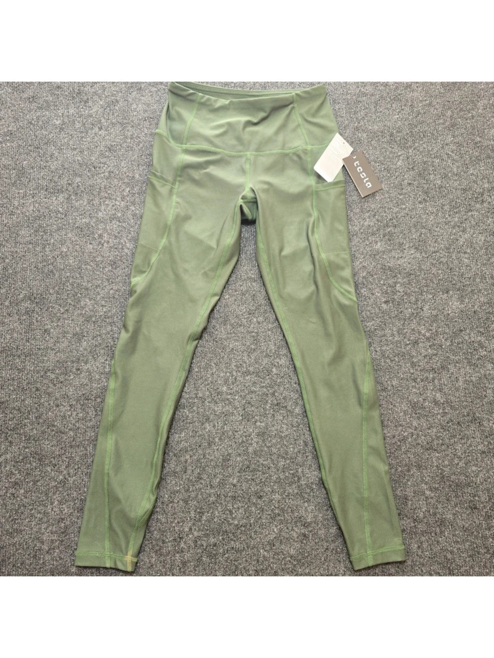 New Tesla Women S High Waist Yoga Leggings Olive Green Pockets Tummy Control